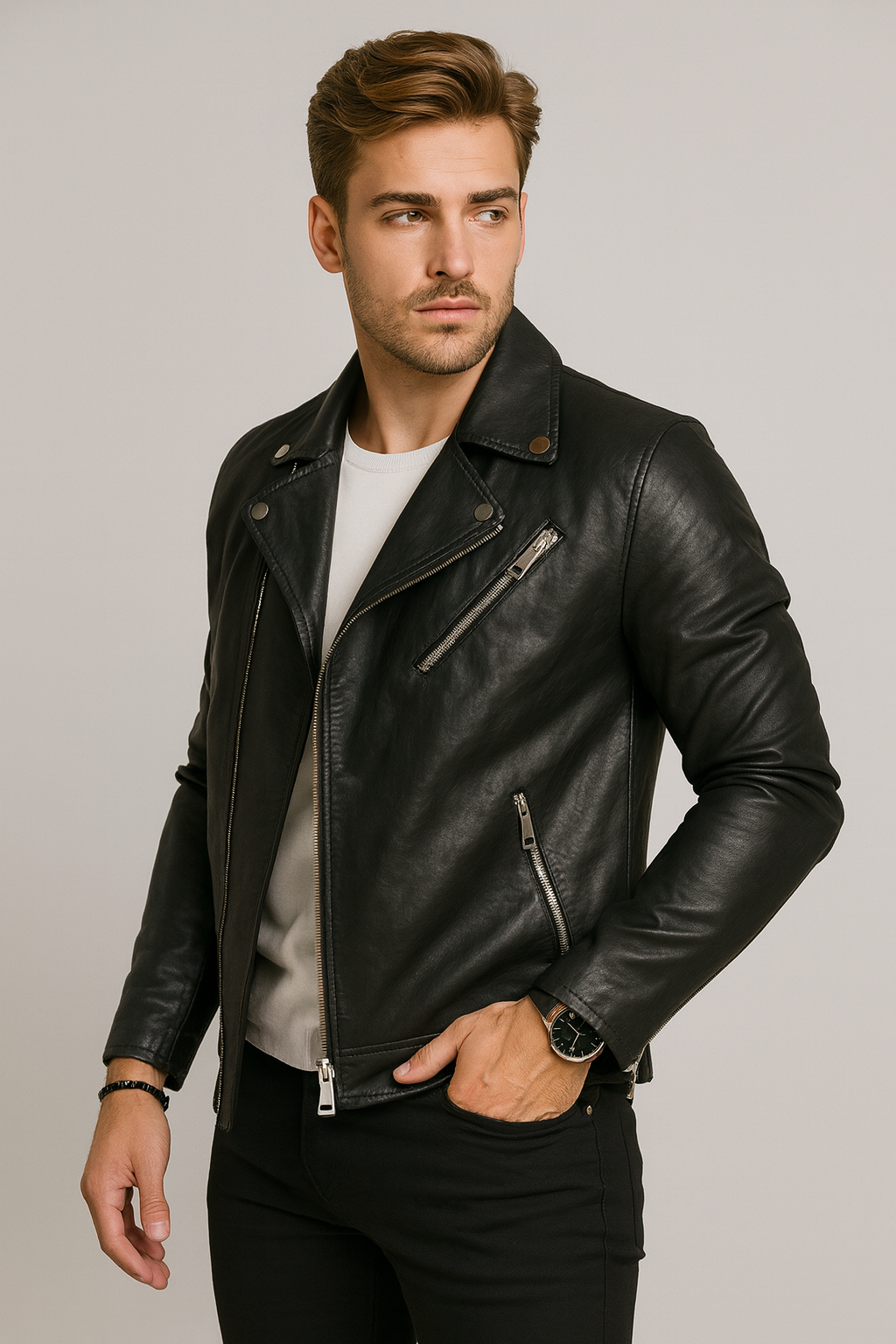 APOLLO Δερμάτινο Τζάκετ M2Style Μαύρο