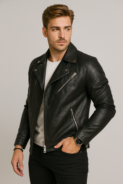 APOLLO Δερμάτινο Τζάκετ M2Style Μαύρο